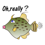 英語版：可愛いカワハギちゃんのスタンプ