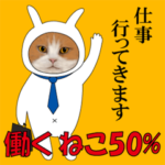 働く ねこ50%