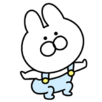 オーバーオールを着たウサギ