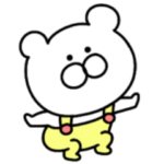 オーバーオールを着たクマ