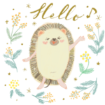 幸せのミモザとハリネズミ