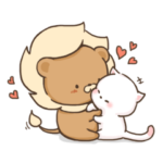 ライオンと猫,かわいいカップル