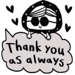 かわいい英語スタンプ368白黒レトロ