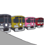 楽しいカラフルな電車!