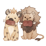 ライオンとハイエナスタンプ