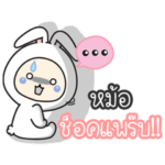 Hmoarh:Baby wore rabbit hood.