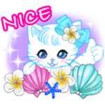 ハワイのお花大好き白猫ちゃん英語版