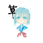 水色の学生女の子スタンプ