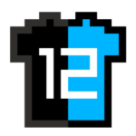 黒色と水色の12番（サッカー・サポーター）