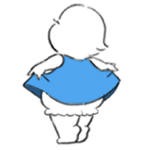 青いワンピースの子