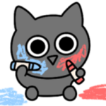 ちょっと疲れたシュールなミニ黒ねこ