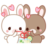 夏も二人で！ラブラブなうさぎスタンプ
