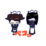 茶髪ツインと黒髪ロングメイドのスタンプ