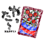 花と動物と短冊と