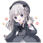 灰色猫パーカー女子の読み手ちゃんスタンプ