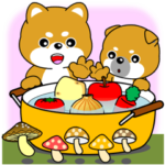 豆柴の飛び出すスタンプ「食べ物」