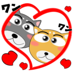 柴犬と黒柴　毎日使える　カップル向け