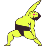 ヨガをするネオンカラーの関脇