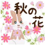 秋の毎日花いっぱいウサギとネコ