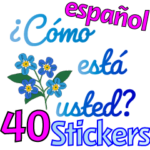 スペイン語☆español/花スタンプcastellano
