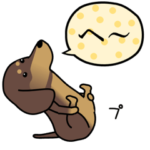 激しく尻尾をふるイヌ