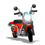 飛び出す！赤いミニバイク