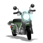 飛び出す！緑のミニバイク