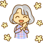 動く＊かわいいグレイヘア女性のスタンプ