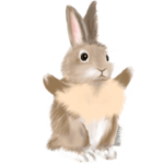 うさぎのぬいぐるみとお花だらけのスタンプ