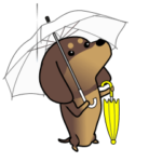 激しく尻尾をふるイヌ 