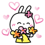 楽しい日常スタンプ♥︎花うさちゃん_英語