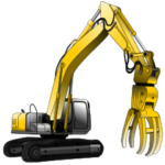 重機、建設機械と工事看板です。