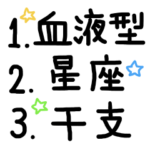 血液型/12星座/12干支/占い