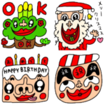 riekimのふざけた季節のスタンプ。お正月等