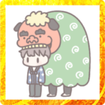 頭にうさぎのってる男の子