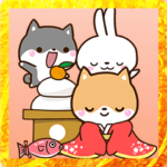 柴犬とうさぎのあけおめスタンプ