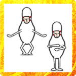 ボウリングのピンの着ぐるみの新年の挨拶