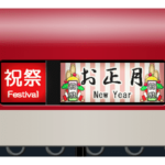 方向幕（ 赤色の列車 ）お正月