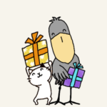 ハシビロコウと猫