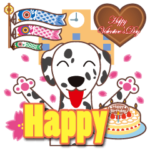 春のハッピースタンプ〜ダルメシアンと車