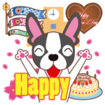 春のハッピースタンプ〜ボストンテリアと車