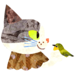 仲良しなネコと鳥スタンプ