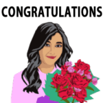 花束とお祝いのカード