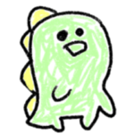 子供の落書き風。シュールなミニ恐竜