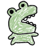 子供の落書き風。シュールなミニわに