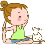 猫と一緒にヨガ