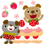 絵本みたいな＊いぬいぬ＊花とイチゴ