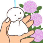 てるてる坊主とアジサイのスタンプ