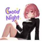 ピンクショートブラックワンピースガール