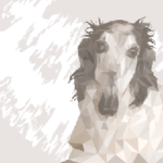 ポリゴンで描いたボルゾイのスタンプ